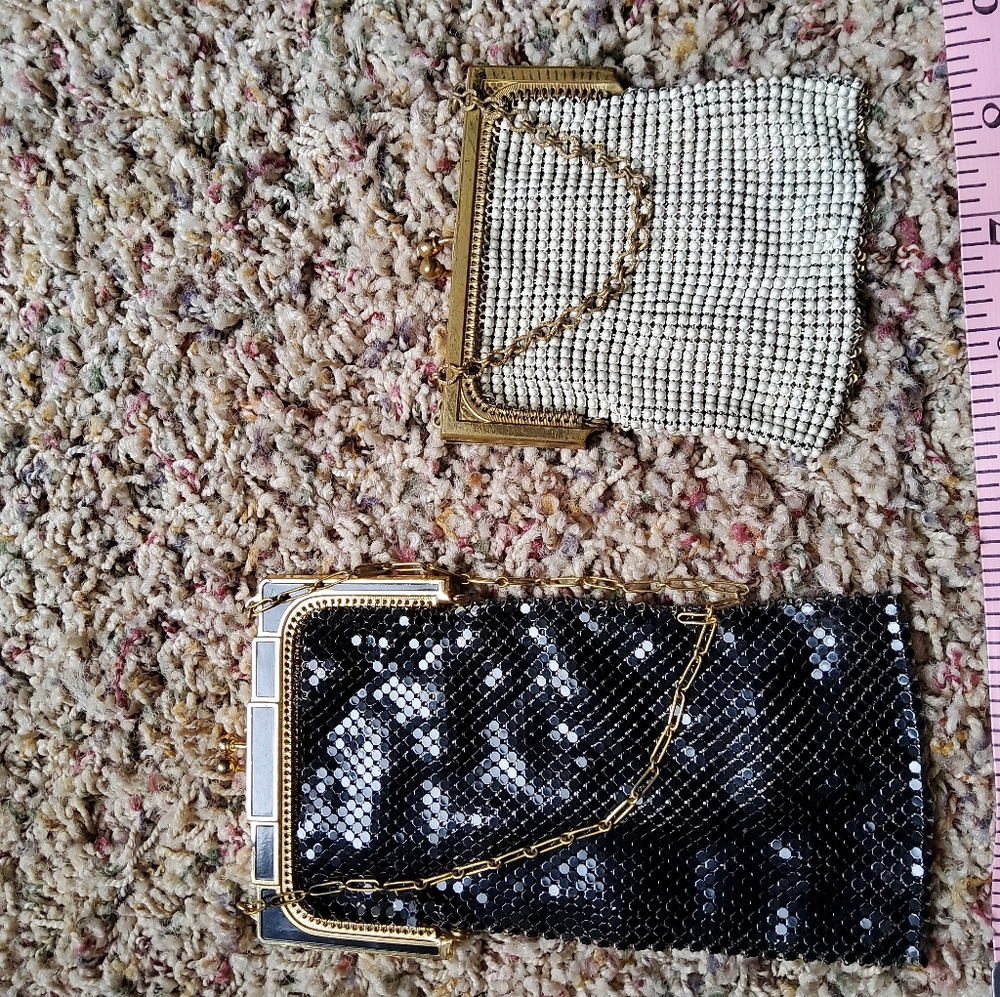Vintage mesh purses. Black one is Whiting and Davis. Listing is for both